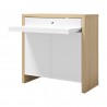 TemaHome Olival Desk in Melamine Light Oak & White - Angled with Desk Opened