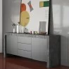 TemaHome Kobe 2 Doors & 3 Drawers Sideboard in Concrete Look & Pure Black - Lifestyle 2 - TemaHome Kobe 2 Doors & 3 Drawers Sideboard in Concrete Look & Pure Black - Lifestyle 2