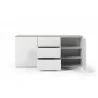 TemaHome Join 180H1 Wood Top With Sub-Base in Oak & Pure White - Opened Cabinet - TemaHome Join 180H1 Wood Top With Sub-Base in Oak & Pure White - Opened Cabinet