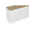 TemaHome Join 180H1 Wood Top With Sub-Base in Oak & Pure White - Top Angled View