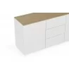 TemaHome Join 180H1 Wood Top With Sub-Base in Oak & Pure White - Top Angled View - TemaHome Join 180H1 Wood Top With Sub-Base in Oak & Pure White - Top Angled View