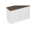 TemaHome Join 180H1 Wood Top With Sub-Base in Walnut & Pure White - Top Angled Vuew