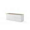 TemaHome Join 160L2 Wood Top With Sub-Base in Oak & Pure White - Angled