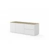 TemaHome Join 160L2 Wood Top With Sub-Base in Oak & Pure White - Angled - TemaHome Join 160L2 Wood Top With Sub-Base in Oak & Pure White - Angled