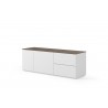 TemaHome Join 160L2 Wood Top With Sub-Base in Walnut & Pure White - Angled
