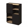 TemaHome Nina Cupboard in Light Oak & Pure Black - Angled
