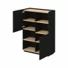 TemaHome Nina Cupboard in Light Oak & Pure Black - Angled with Opened Cabinet - TemaHome Nina Cupboard in Light Oak & Pure Black - Angled with Opened Cabinet