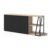 TemaHome Albi Sideboard in Light Oak & Black - Shelf Angled View