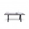TemaHome Apex Extending Dining Table in Concrete Look & Black - Front Unextended