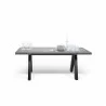 TemaHome Apex Extending Dining Table in Concrete Look & Black - Front Unextended - TemaHome Apex Extending Dining Table in Concrete Look & Black - Front Unextended