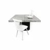 TemaHome Dusk 59" Dining Table in Concrete Look & Pure Black - Front with Chair - TemaHome Dusk 59" Dining Table in Concrete Look & Pure Black - Front with Chair