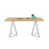 TemaHome Multi 63'' Table Top With Trestles in Oak & Black - Front with COntents - TemaHome Multi 63'' Table Top With Trestles in Oak & Black - Front with COntents
