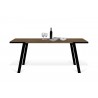 TemaHome Drift Dining Table in Walnut & Black - Front with Content