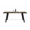 TemaHome Drift Dining Table in Walnut & Black - Front with Content - TemaHome Drift Dining Table in Walnut & Black - Front with Content