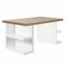 TemaHome Multi 63'' Table Top With Storage Legs in Walnut Top & Pure White Legs - Angled View - TemaHome Multi 63'' Table Top With Storage Legs in Walnut Top & Pure White Legs - Angled View