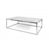 TemaHome Prairie 47x30 Marble Coffee Table in White Marble & Chrome - Angled