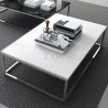 TemaHome Prairie 47x30 Marble Coffee Table in White Marble & Chrome - Top Angled Lifestyle