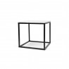 TemaHome Prairie 20x20 Marble End Table in White Marble & Black - Side Angled