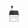 TemaHome Prairie 20x20 Marble End Table in Black Marble & Chrome - Front with Contents - TemaHome Prairie 20x20 Marble End Table in Black Marble & Chrome - Front with Contents