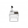 TemaHome Prairie 20x20 Marble End Table in White Marble & Chrome - Front with Contents