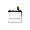 TemaHome Gleam 20x20 Marble Top Side Table in Black Marble & Chrome - Front with Content - TemaHome Gleam 20x20 Marble Top Side Table in Black Marble & Chrome - Front with Content