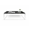 TemaHome Gleam 47x30 Marble Top Coffee Table in Black Marble & Chrome - Front with Contents - TemaHome Gleam 47x30 Marble Top Coffee Table in Black Marble & Chrome - Front with Contents