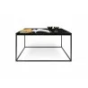 TemaHome Gleam 30x30 Marble Top Coffee Table in Black Marble & Black - Front with Contents - TemaHome Gleam 30x30 Marble Top Coffee Table in Black Marble & Black - Front with Contents