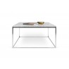 TemaHome Gleam 30x30 Marble Top Coffee Table in White Marble & Chrome - Front with Contents