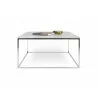 TemaHome Gleam 30x30 Marble Top Coffee Table in White Marble & Chrome - Front with Contents - TemaHome Gleam 30x30 Marble Top Coffee Table in White Marble & Chrome - Front with Contents