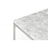 TemaHome Gleam 30x30 Marble Top Coffee Table in White Marble & Chrome - Table Edge Close-up