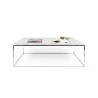 TemaHome Gleam 47x30 Marble Top Coffee Table in White Marble & Chrome - Front with Contents