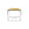 TemaHome Gleam 20x20 Wood Top Side Table in Oak & Chrome - Front with Contents - TemaHome Gleam 20x20 Wood Top Side Table in Oak & Chrome - Front with Contents