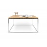 TemaHome Gleam 30x30 Wood Top Coffee Table in Oak & Chrome - Front with Contents