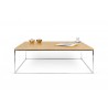 TemaHome Gleam 47x30 Wood Top Coffee Table in Oak & Chrome - Front with Contents