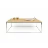 TemaHome Gleam 47x30 Wood Top Coffee Table in Oak & Chrome - Front with Contents - TemaHome Gleam 47x30 Wood Top Coffee Table in Oak & Chrome - Front with Contents