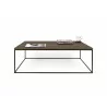 TemaHome Gleam 47x30 Wood Top Coffee Table in Walnut & Black - Front with Contents - TemaHome Gleam 47x30 Wood Top Coffee Table in Walnut & Black - Front with Contents