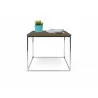 TemaHome Gleam 20x20 Wood Top Side Table in Walnut & Chrome - Front with Contents - TemaHome Gleam 20x20 Wood Top Side Table in Walnut & Chrome - Front with Contents