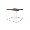 TemaHome Gleam 20x20 Wood Top Side Table in Walnut & Chrome - Angled