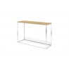TemaHome Gleam Wood Top Console in Light Oak & Chrome - Angled