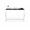 TemaHome Gleam Marble Top Console in Black Marble & Chrome - Front with Contents - TemaHome Gleam Marble Top Console in Black Marble & Chrome - Front with Contents