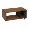 TemaHome Berlin Coffee Table in Walnut & Pure Black - Angled with Opened Cabinet