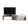 TemaHome Move Tv Table in Walnut & Matte Grey - Front with TV - TemaHome Move Tv Table in Walnut & Matte Grey - Front with TV