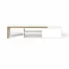 TemaHome Move Tv Table in Pure White with Plywood Edge - Front and Extended  - TemaHome Move Tv Table in Pure White with Plywood Edge - Front and Extended 