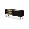 TemaHome Nina TV Table in Light Oak & Pure Black - Angled View Righ tCabinet Opened - TemaHome Nina TV Table in Light Oak & Pure Black - Angled View Righ tCabinet Opened