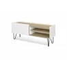 TemaHome Nina TV Table in Light Oak & Pure White - Angle and Opened Cabinet - TemaHome Nina TV Table in Light Oak & Pure White - Angle and Opened Cabinet