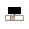 TemaHome Berlin TV Stand in Pure White with Plywood Edge - Front with TV - TemaHome Berlin TV Stand in Pure White with Plywood Edge - Front with TV