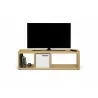 TemaHome Berlin TV Stand in Pure White with Walnut - Front with TV - TemaHome Berlin TV Stand in Pure White with Walnut - Front with TV