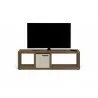 TemaHome Berlin TV Stand in Pure White with Oak - Front with TV - TemaHome Berlin TV Stand in Pure White with Oak - Front with TV