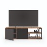 TemaHome Albi TV Table in Walnut & Black - Front with TV and Opened Cabinet
