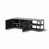 TemaHome Albi TV Table in Concrete Look & Black - Angled and Opened Cabinet - TemaHome Albi TV Table in Concrete Look & Black - Angled and Opened Cabinet